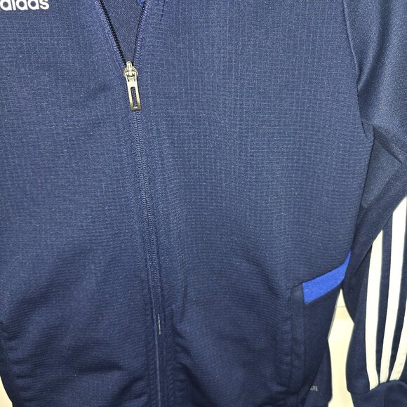Adidas Track Climalite Jacket Sweatshirt Full Zip Blue White Size Medium - Picture 7 of 8